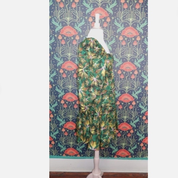 Ulla Johnson Alita Green Yellow Cotton Puff Sleeve Empire Waist Mini Dress Nwt 4 - Picture 8 of 9